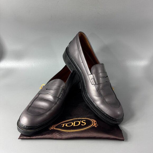 Tod's Gray Leather Loafers Women's Size 38